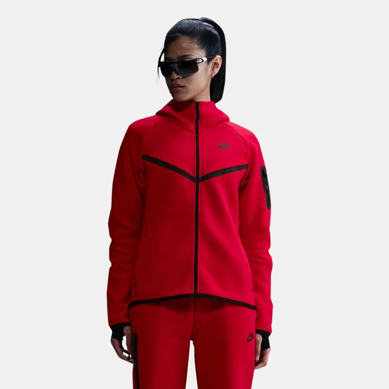 Nike Red Women's Sportswear Tech Fleece Windrunner Hoodie for Women | Best Price UAE